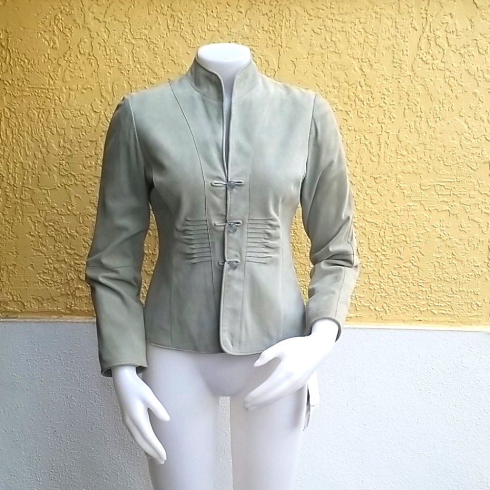 NWT Anne Klein Oriental Suede Leather Blazer